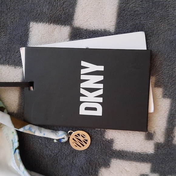 DNKY NWT Blue Brown Side Ruched Tied Bikini Bottom Size Small - Picture 5 of 9